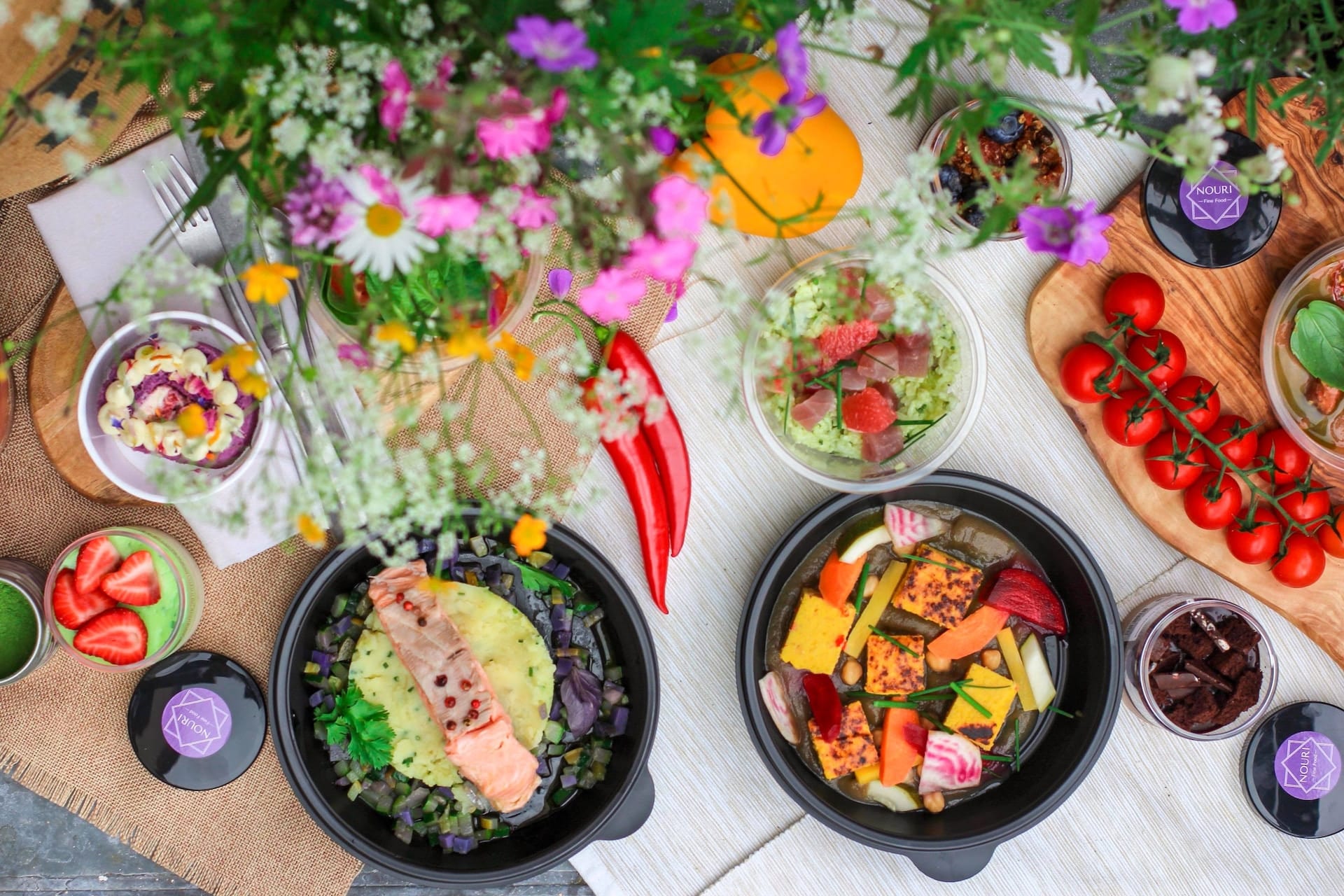 colorful display of fresh summer foods on table